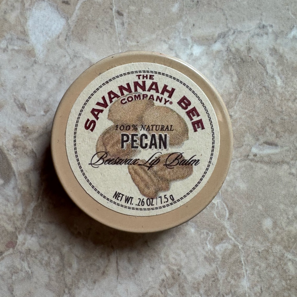 Savannah Bee Company 100% Natural Beeswax Lip Balm Pecan New Sealed .26oz 7.5g